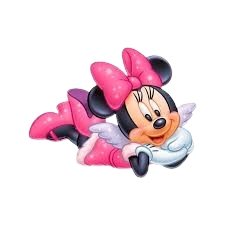 Minnie Mouse smiling in a pink polka-dot dress
